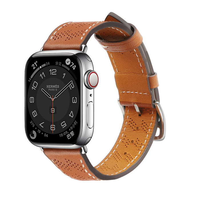 Correa Piel Apple Watch SE, 8, 7, 6, 5, 4, 3, 2, 1 (41, 40, 38 mm) pulsera marrón