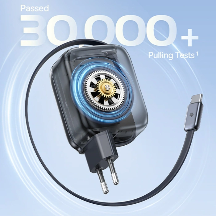 Ładowarka sieciowa Baseus EnerCore CJ11 45W z portem USB-C i ze zwijanym kablem USB-C - czarna