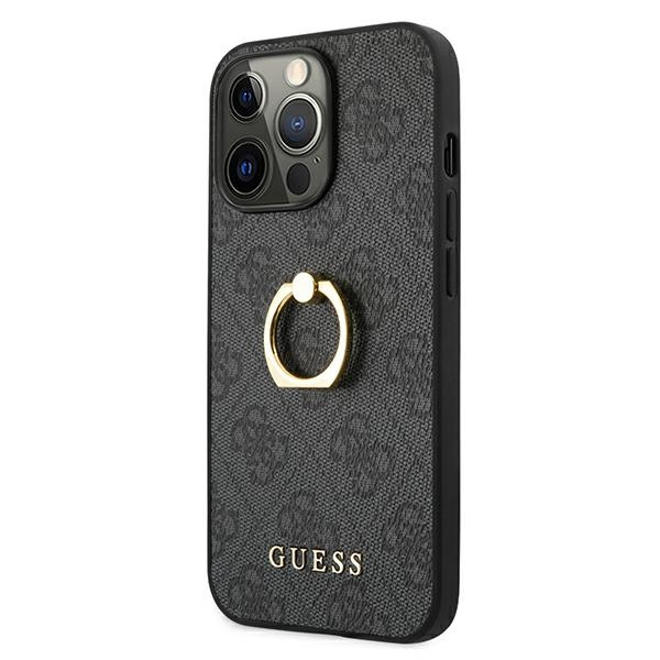 Coque GUESS Apple iPhone 13 13 Pro 4G avec support anneau gris Hardcase