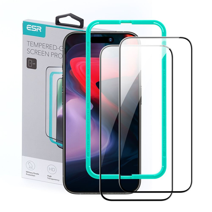 Tempered Glass Esr Gehärtetes Glas 2er-Pack iPhone 15 Pro Max Schwarz
