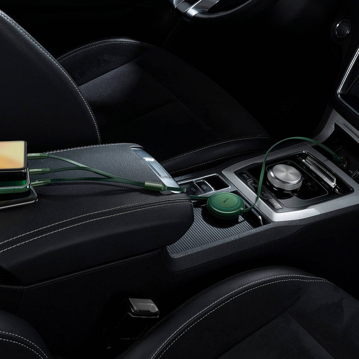 Baseus Bright Mirror 2 cable retráctil 3en1 USB tipo A - micro USB + Lightning + USB tipo C 66W 1,1m verde (CAMJ010106)