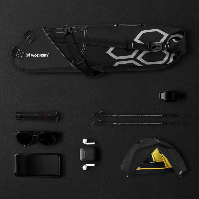Wozinsky borsa da sella per bicicletta spaziosa borsa da sella grande 12l nero (WBB9BK)