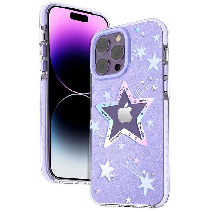 Custodia Kingxbar Heart Star Series per iPhone 14 Plus cover posteriore cover stella viola
