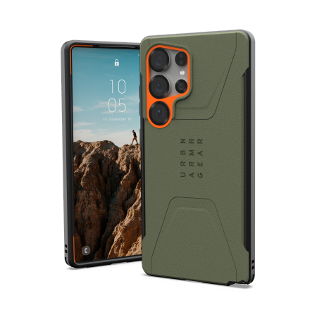 UAG Civilian Pro -  obudowa ochronna do Samsung Galaxy S25 Ultra 5G z wbudowanym modułem magnetycznym (olive/orange)