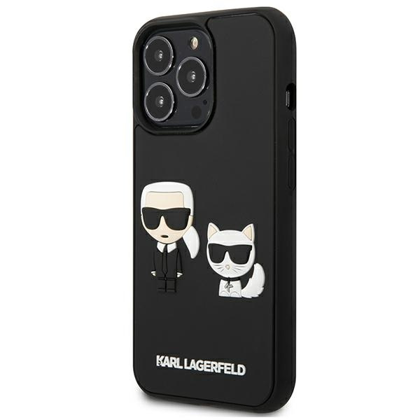 Hülle KARL LAGERFELD Apple iPhone 13 13 Pro Karl&amp;Choupette Ikonik 3D Schwarz Hartcase