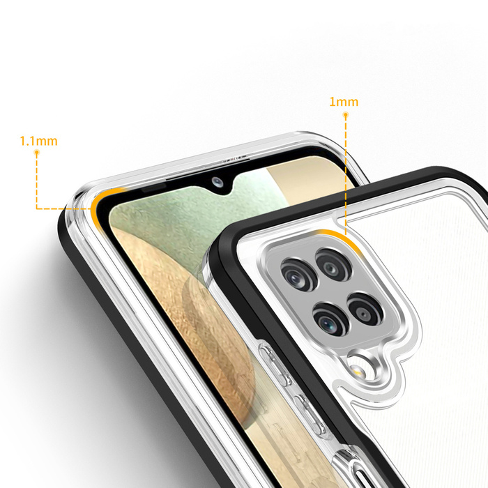 Klare 3in1 Hülle für Samsung Galaxy A22 4G Frame Gel Cover Schwarz