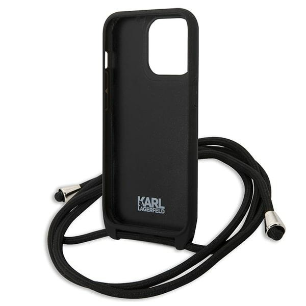 Karl Lagerfeld KLHCP13LCMNIPK iPhone 13 Pro / 13 6.1" hardcase black/black Leather Monogram Patch and Cord Iconik