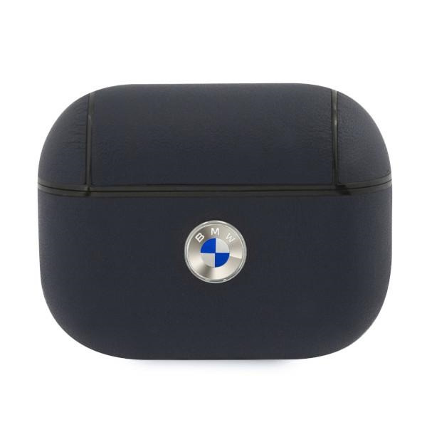BMW Apple AirPods Pro Cover Geniune Leather Silver Logo Navy Blue Case