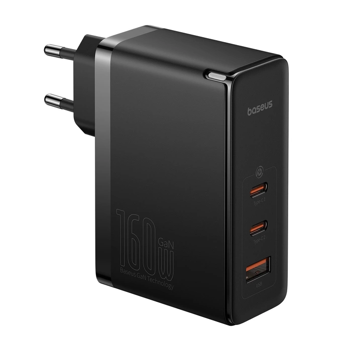Wall charger Baseus GaN5 Pro 2xUSB-C + USB, 160W (black)