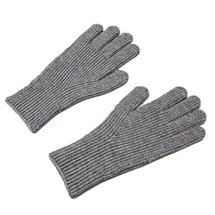 Braided telephone gloves with cut-outs for fingers - gray