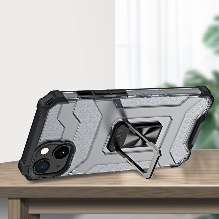 Křišťálový kroužek Case pancéřovaný hybridní pouzdro kryt + magnetic držák iPhone 13 mini černý