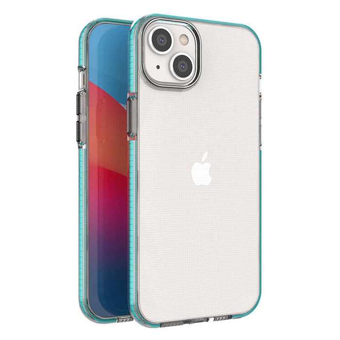 Custodia Spring Case per iPhone 14 Plus cover in silicone con cornice celeste