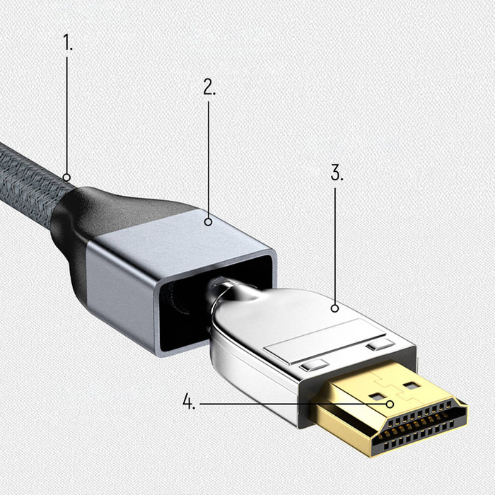 Wozinsky kabel HDMI 2.1 8K 60 Hz 48 Gbps / 4K 120 Hz / 2K 144 Hz 3m stříbrný (WHDMI-30)