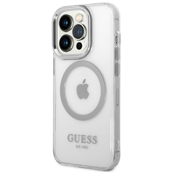 Case Guess GUHMP14XHTRMS iPhone 14 Pro Max 6.7" silver/silver hard case Metal Outline MagSafe