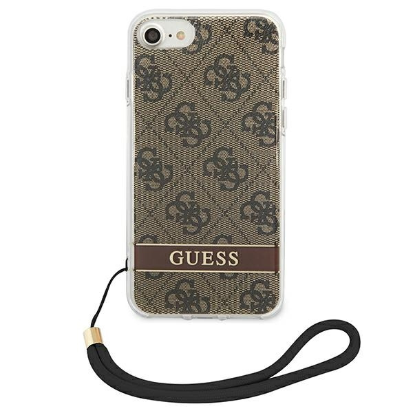Hülle GUESS Apple iPhone SE 2022 SE 2020 7 8 4G Print Strap Braun Hartcase