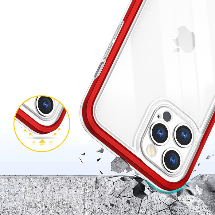 Clear 3in1 coque pour iPhone 12 Pro gel cover avec cadre rouge