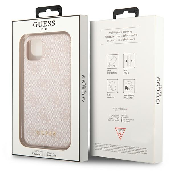 Case Guess GUHCN61G4GFPI iPhone 11 6.1" pink/pink hard case 4G Metal Gold Logo