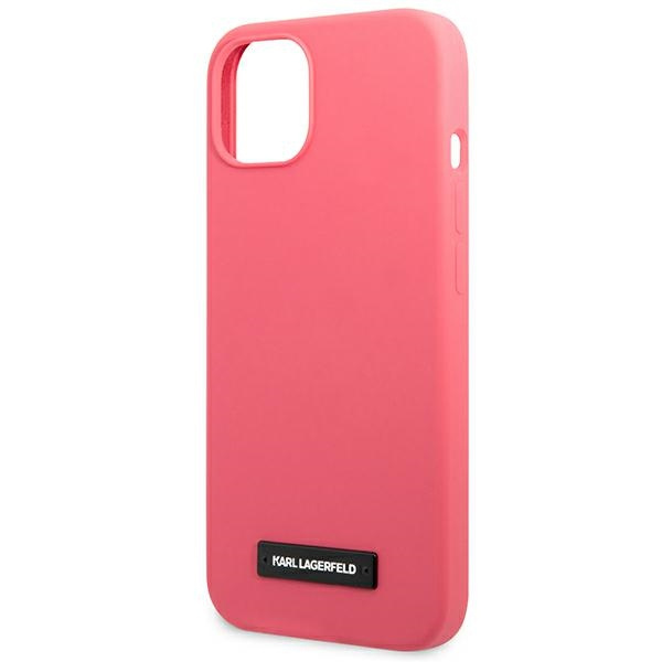 Hülle KARL LAGERFELD Apple iPhone 13 Mini Silikon Plaque Rosa Fuchsia Hartcase