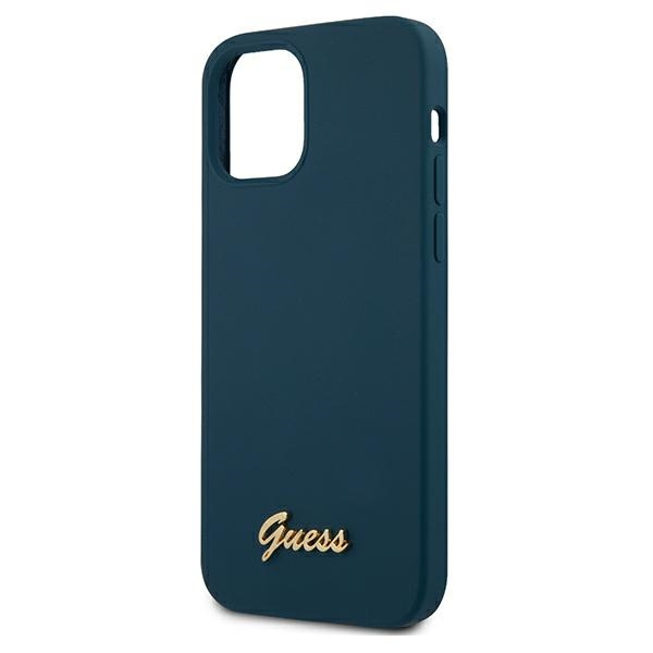 Coque GUESS Apple iPhone 12 Pro Max Metal Logo Script GUHCP12LLSLMGBL Bleu Hardcase