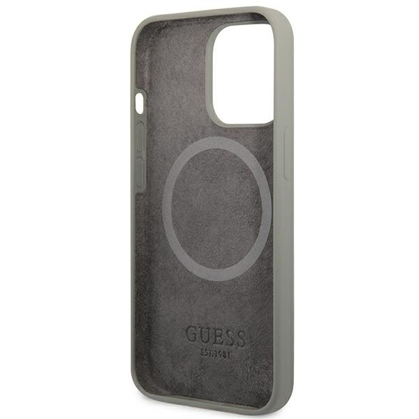 Case GUESS Apple iPhone 13 Pro Max Silicone Logo Plate MagSafe Grey Hardcase