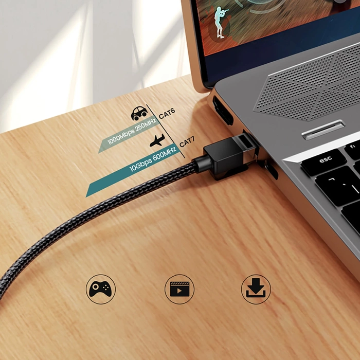 UGREEN NW150 Cable cable de red trenzado, Ethernet RJ45, Cat.7, F/FTP, 2m (negro)