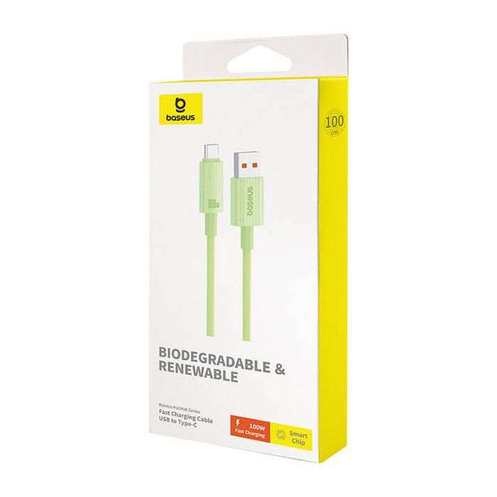 Kabel szybko ładujący Baseus USB do USB-C Habitat Series 100W, 1m (zielony)