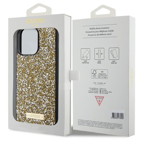 Etui Guess GUHCP15XPFGSBSD iPhone 15 Pro Max 6.7" żółty/yellow hardcase Rhinestone Metal Logo Case