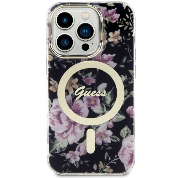 Coque Guess GUHMP14LHCFWSK iPhone 14 Pro 6.1" noir/noircase Flower MagSafe Case