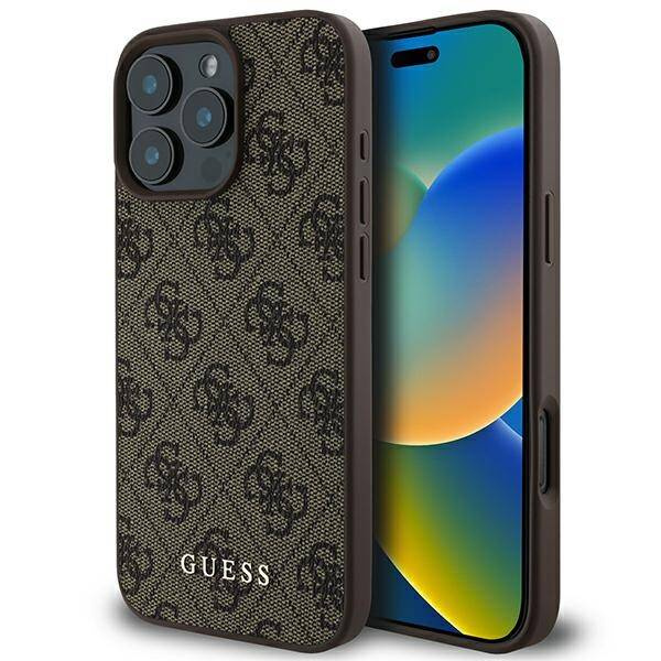 Etui Guess iPhone 16 Pro Max brązowy/brown hard case 4G Classic