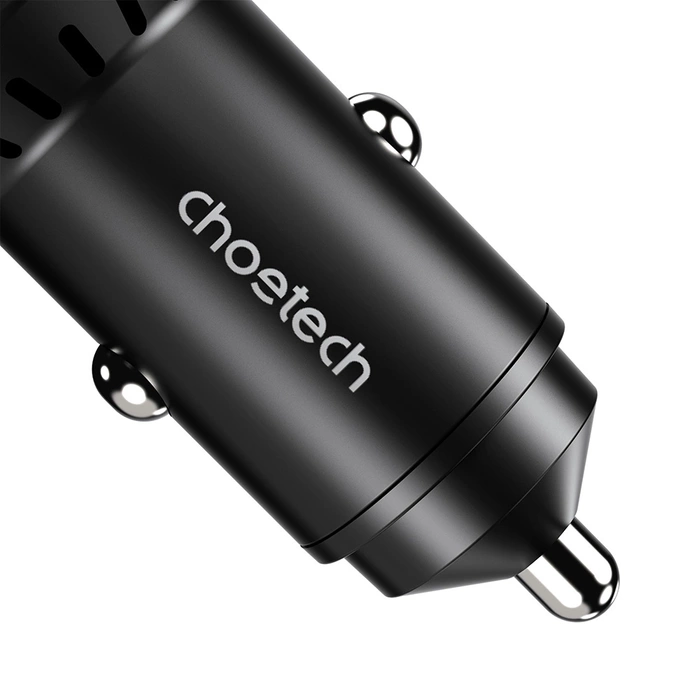 Choetech TC0014 USB-C USB-A PD 60W autonabíječka s LED podsvícením - černá