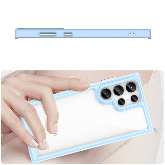 Custodia Outer Space per Samsung Galaxy S23 Ultra cover con cornice flessibile blu