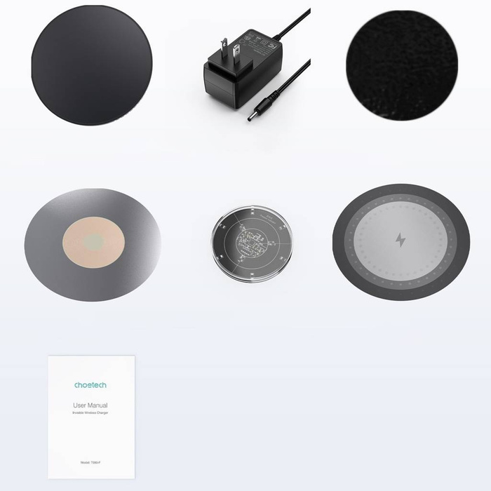 Choetech T590-F 10W Remote Desktop Invisible Wireless Charging with DC charger + cable black
