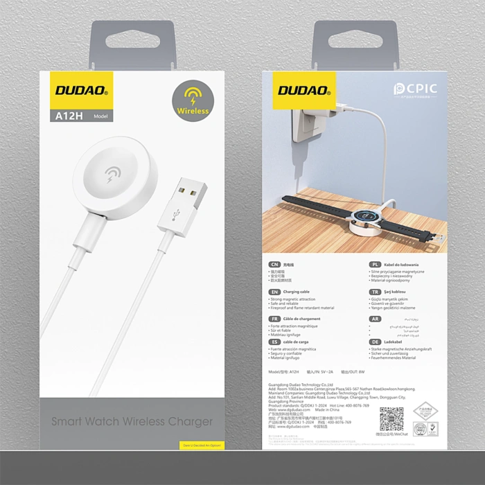 Ładowarka bezprzewodowa Dudao A12H do smartwatchy Huawei - biała