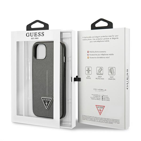 Guess GUHCP13MPSATLG iPhone 13 6.1" silver/silver hardcase SaffianoTriangle Logo