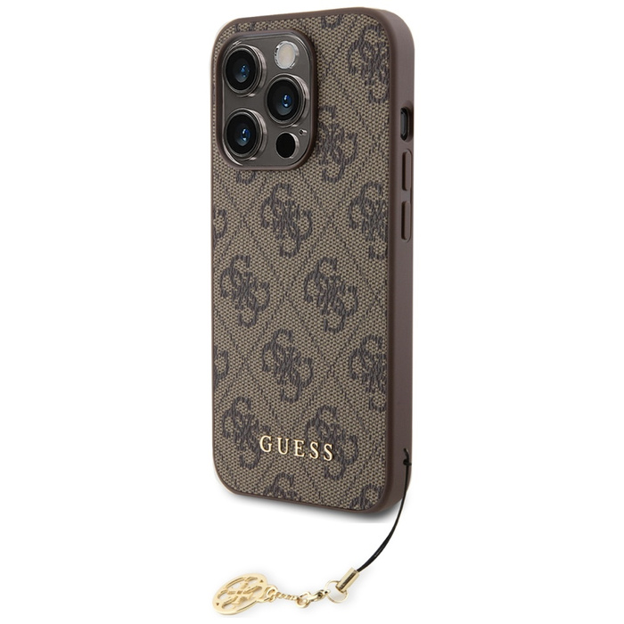 Guess GUHCP15LGF4GBR iPhone 15 Pro 6.1" braun/braun hartcase 4G Charms Kollektion