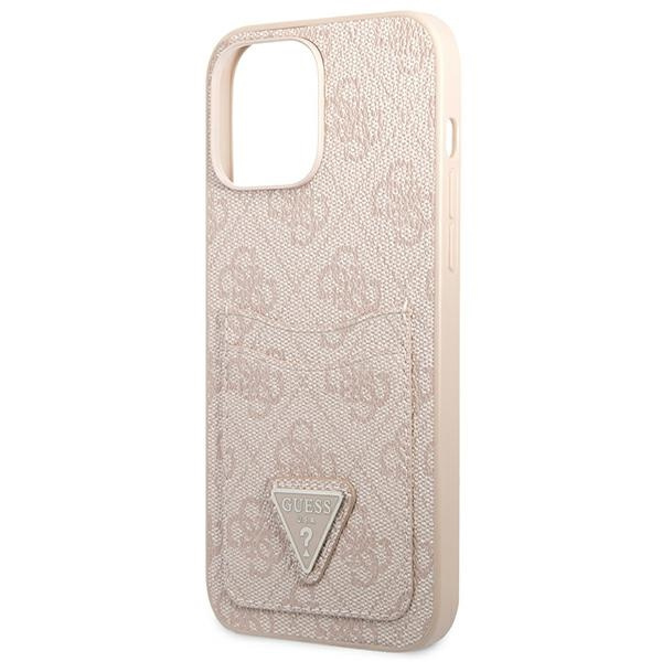 Hülle GUESS Apple iPhone 13 Pro Max 4G Triangle Logo Cardslot Rosa Hartcase