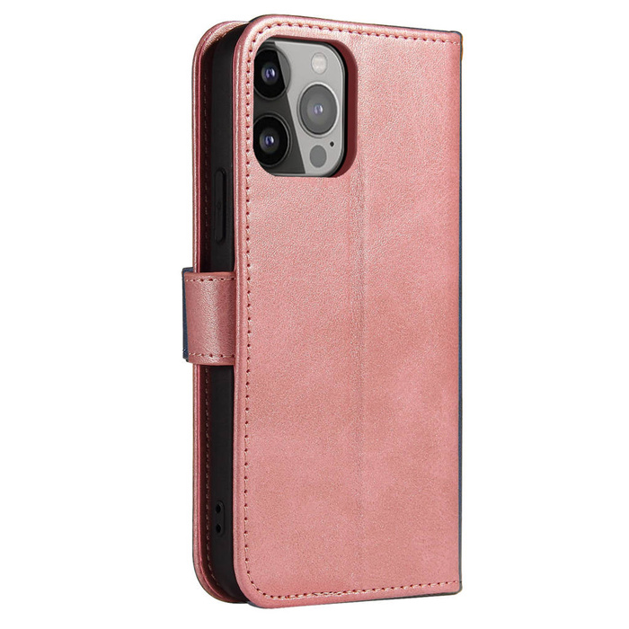 Magnet Case elegantní pouzdro pouzdro kryt s klopou a funkcí stojánku iPhone 13 Pro Max růžový