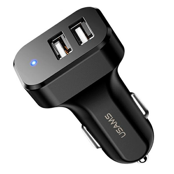 Caricatore Car USAMS 2X USB-A C13 2.1A Nero