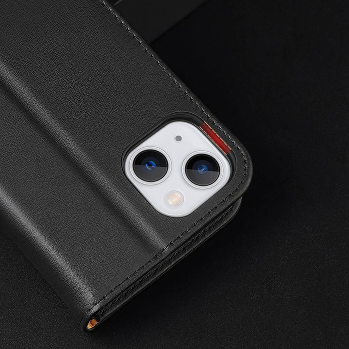 Dux Ducis Hivo Flip Cover in Pelle Portafoglio in Vera Pelle per Carte e Documenti iPhone 14 Plus Marrone