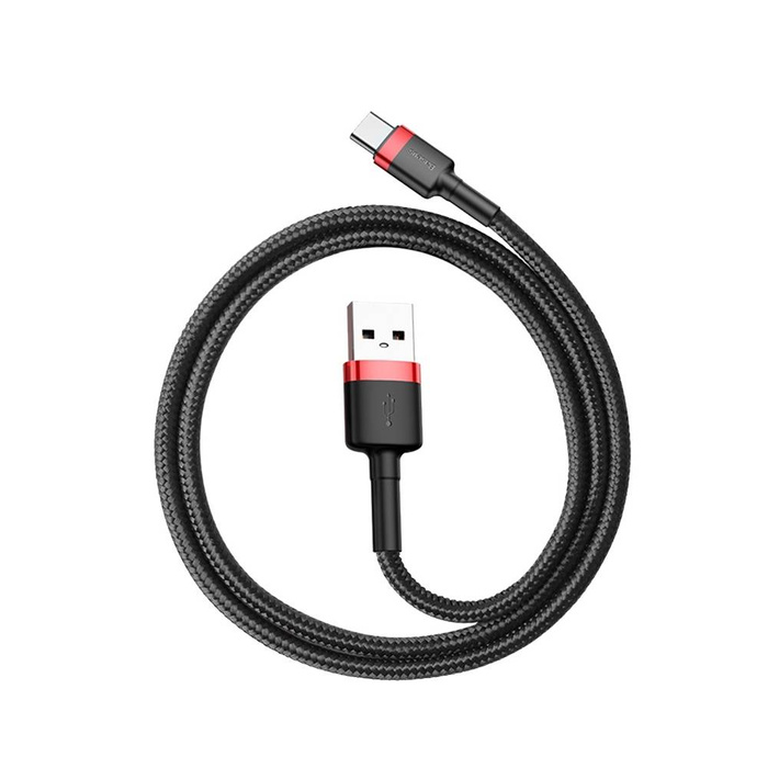 Cavo Baseus Cafule Cavo in nylon resistente USB / USB-C QC3.0 3A 0,5 M nero-rosso (CATKLF-A91)
