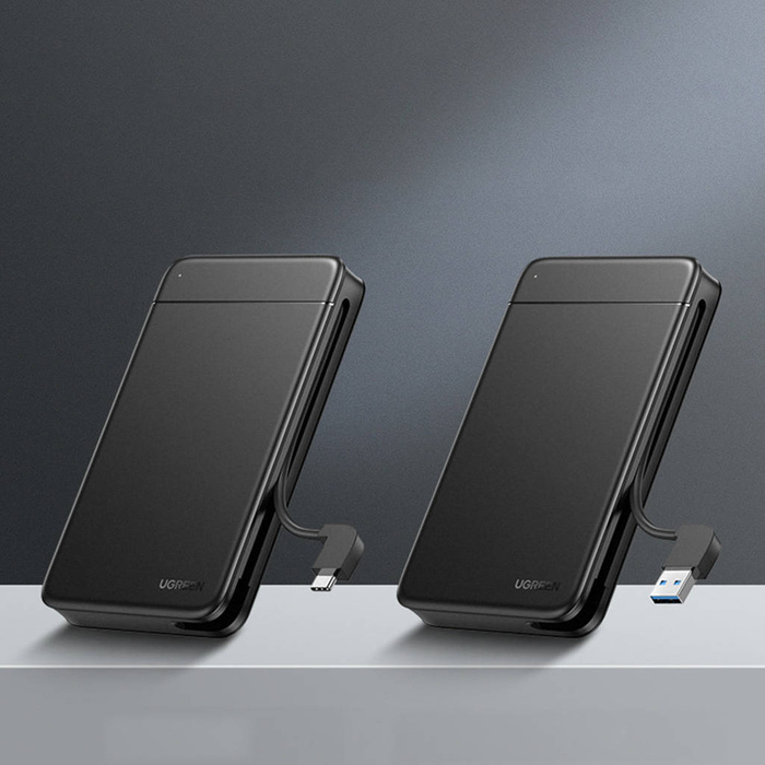 Ugreen pocket SSD / HDD boîtier 2.5'' SATA intégré câble USB-A noir (CM352)