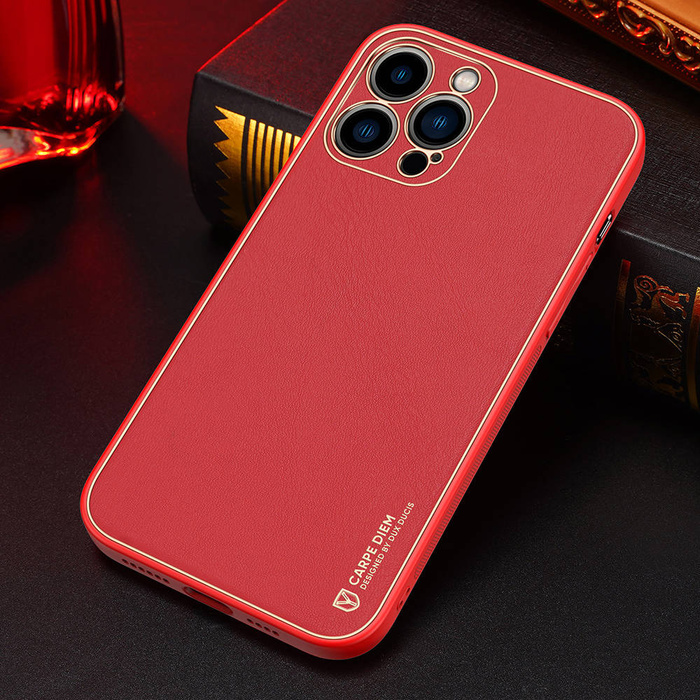 Dux Ducis Yolo elegante custodia realizzata in morbido TPU e pelle PU per iPhone 13 Pro Max rosso