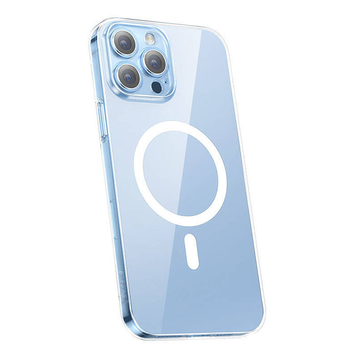 Phone case Baseus Magnetic Crystal Clear for iPhone 13 Pro (transparent) with all-tempered-glass screen protector and cleaning kit