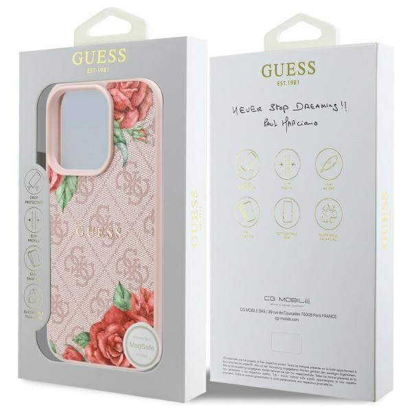 Guess GUHMP16XP4ROPEMCP iPhone 16 Pro     Max 6.9" różowy/pink hardcase 4G Flowers Print MagSafe
