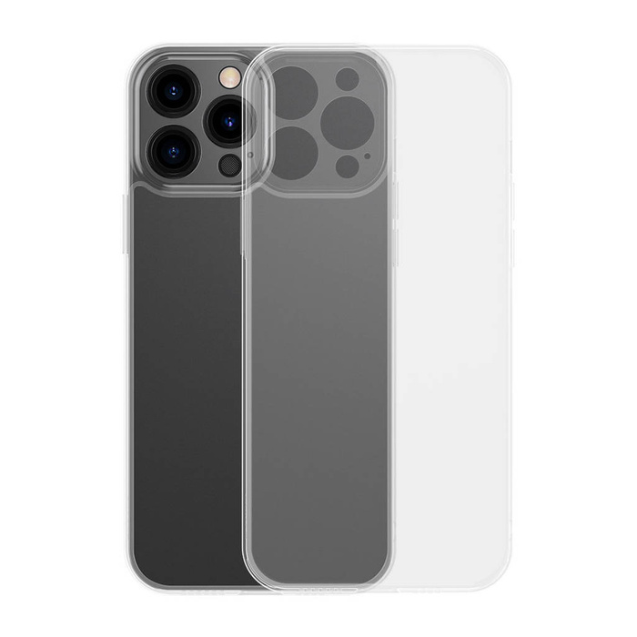 Baseus frosted glass case cover for iphone 13 pro max hard cover with gel frame transparent (arws000802)