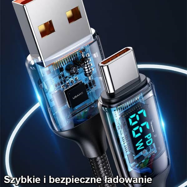 USAMS Kabel USB-C 1,2 m LED 6A Kabel pro rychlé nabíjení bílá / bílá SJ544USB02 (US-SJ544)