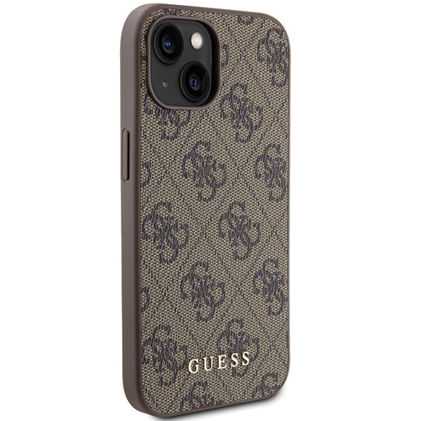 Etui Guess GUHCP15SG4GFBR iPhone 15 6.1" brązowy/brown hard case 4G Metal Gold Logo Case