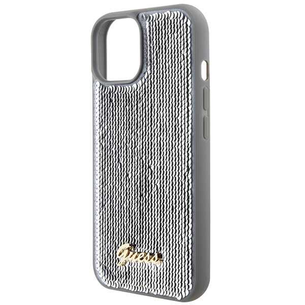 Etui Guess GUHCP15SPSFDGSS iPhone 15 6.1" srebrny/silver hardcase Sequin Script Metal Case