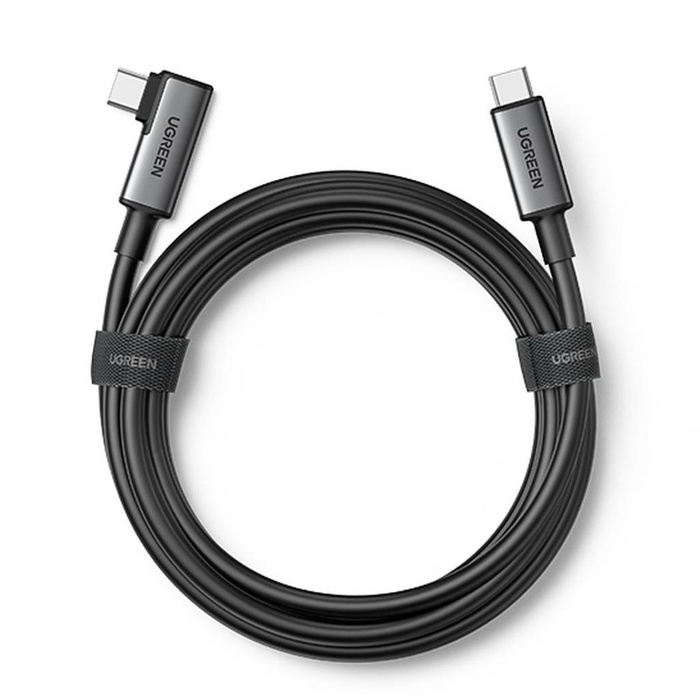 Ugreen úhlový kabel USB Typ C - USB Typ C pro nabíjení 60W / přenos dat s podporou brýlí VR (např. Oculus Quest 2) 5m černý (US551)