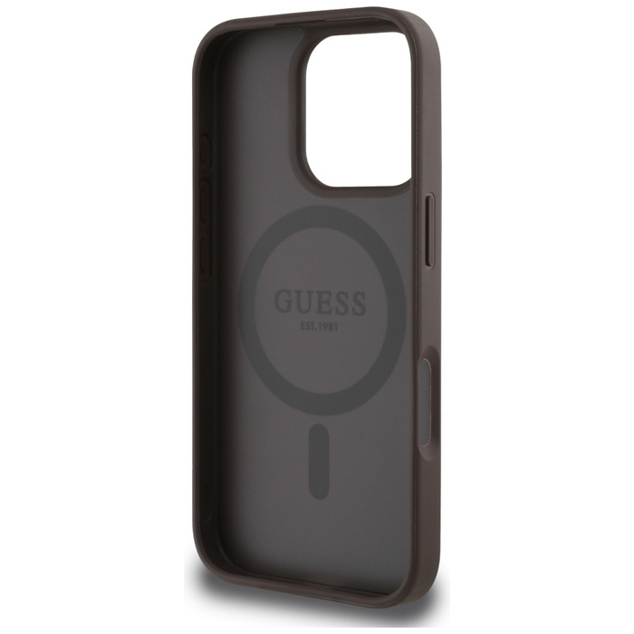 Etui Guess 4G Circle Classic Logo        MagSafe do iPhone 16 Pro brązowy